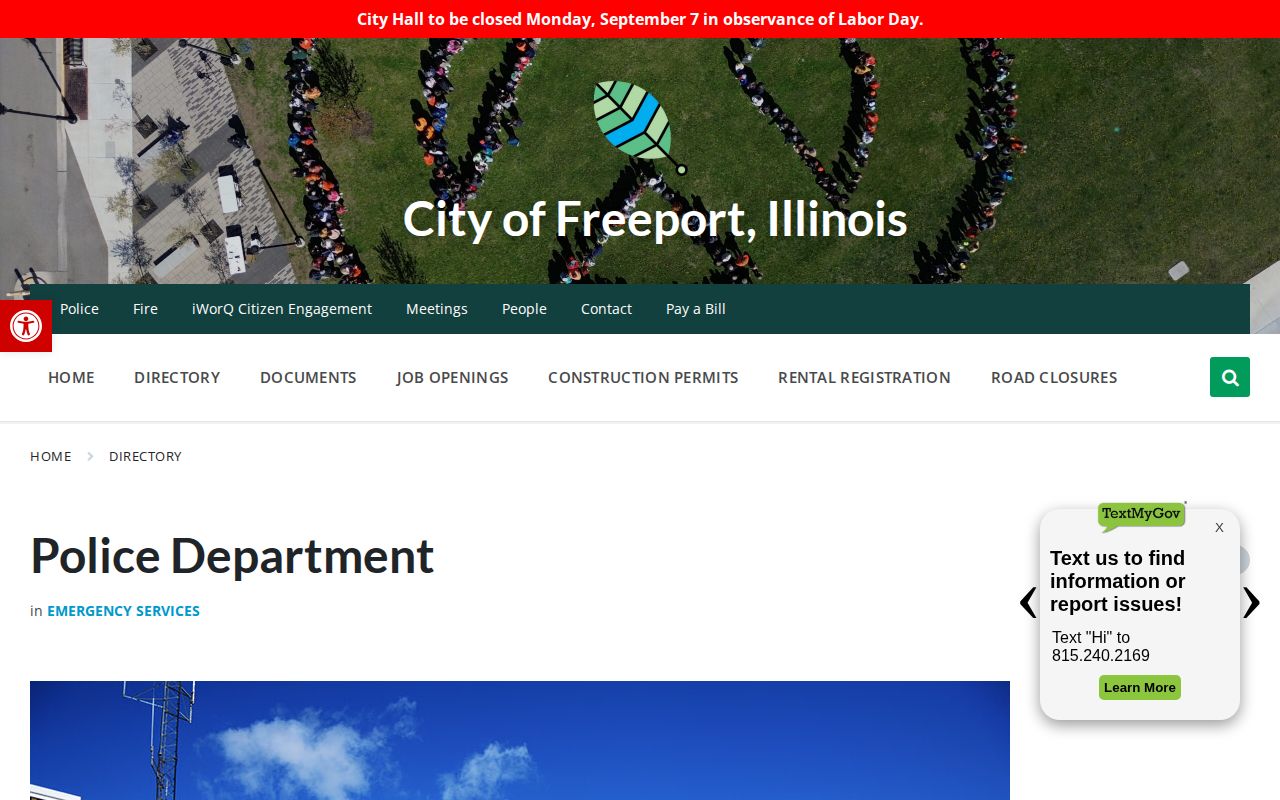 Official Freeport Police Department directory with records contact information
